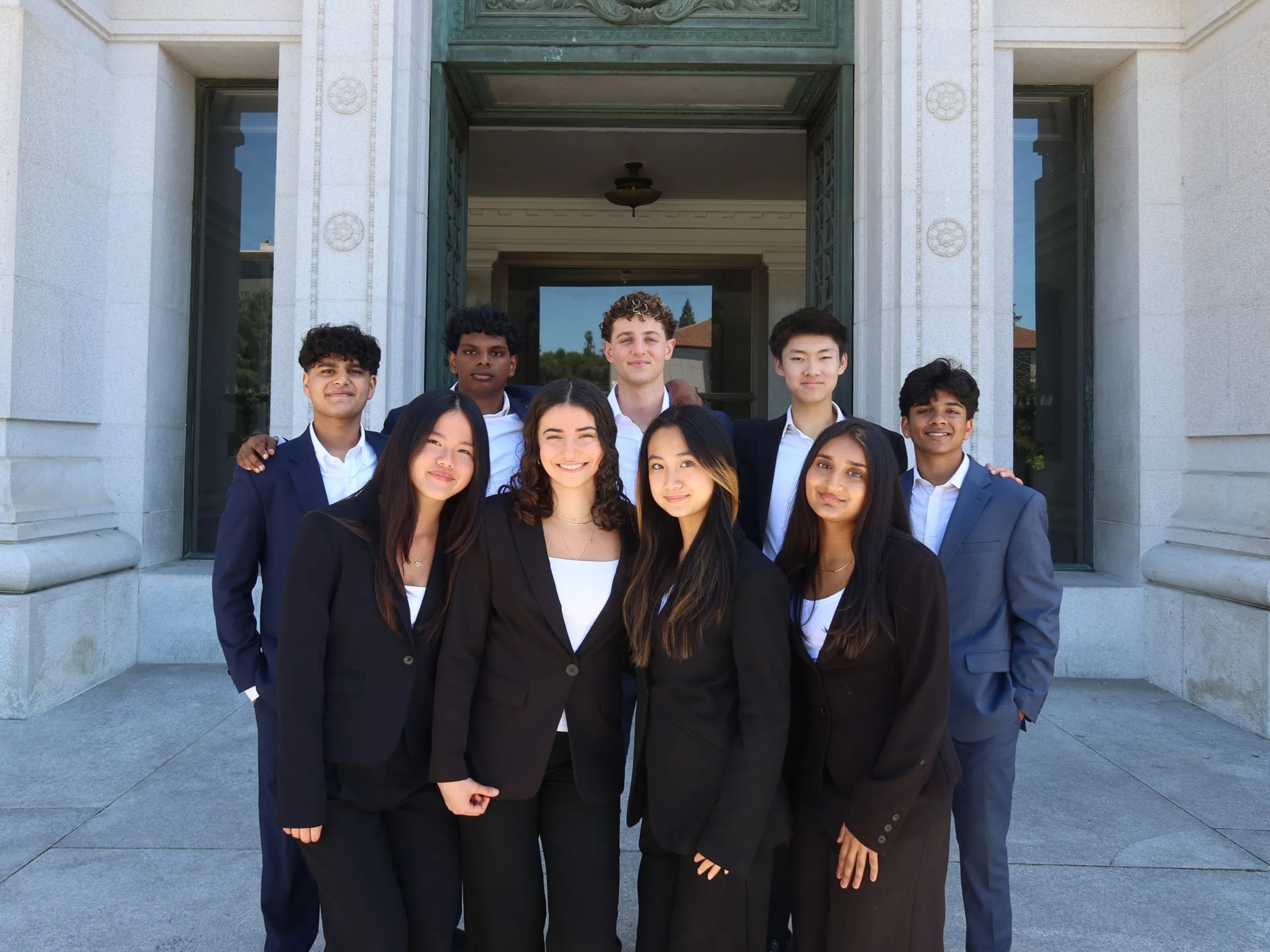 Brothers at Doe Library entrance
